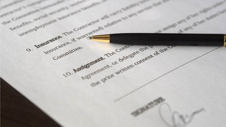 Image of a business contract that illustrates ASR Law Firm Boca raton business lawyer services including the development of contracts and agreements. 