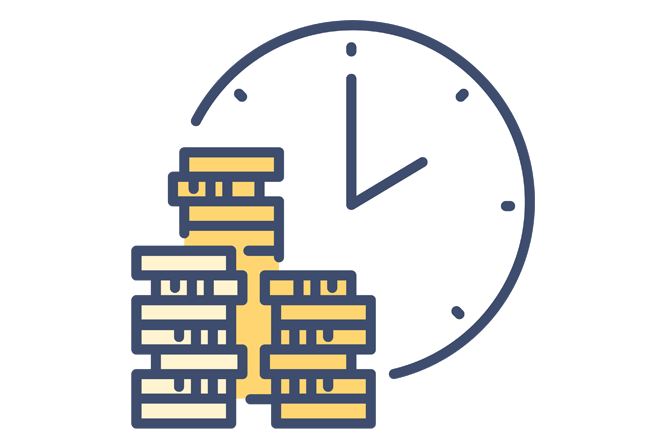 Image of an estate planning icon with money and time that links to the comprehensive Estate Planning Law Services from Boca Raton Law Firm, ASR Law Firm. 