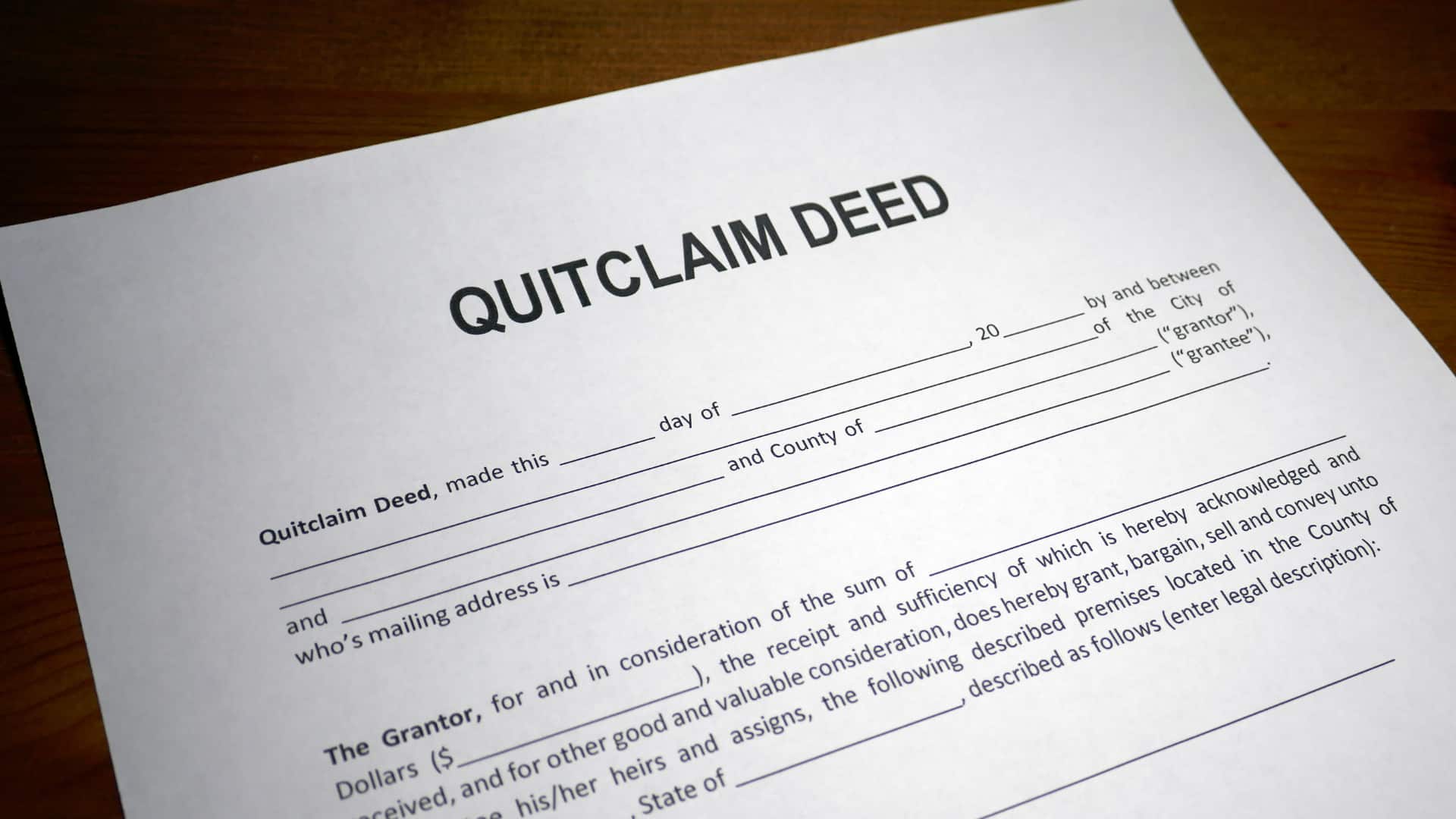 An image of a quit claim deed document.