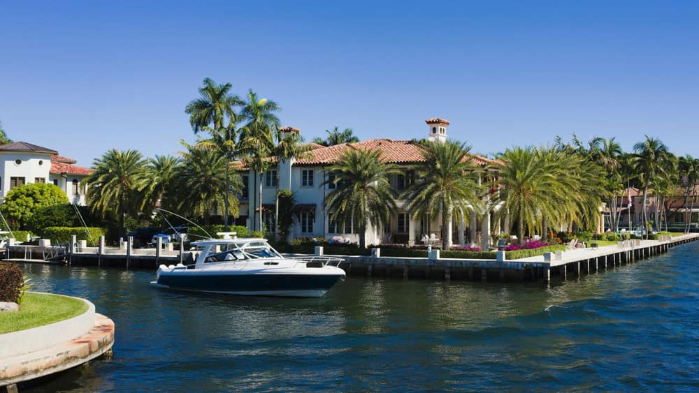 An image of a waterfront homestead in Florida. 