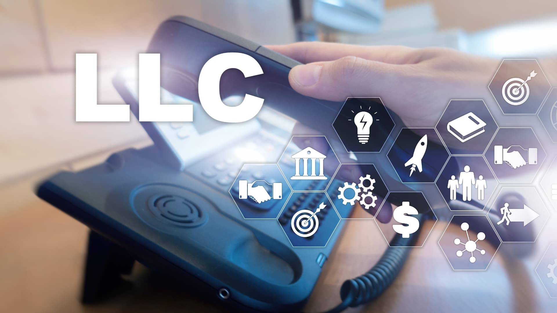 An image of a business person hanging up a phone with LLC graphic overlaid.