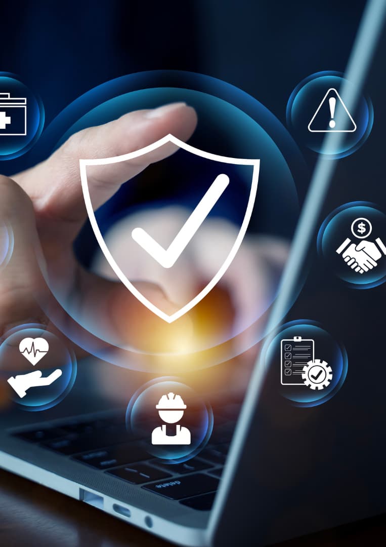 An image of a digital trust shield being touched showing the secure virtual legal services at ASR Law Firm of Boca Raton