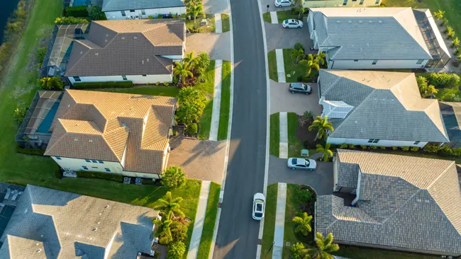 Aerial view of Boca Raton Florida residential neighborhood homes requiring estate planning protection